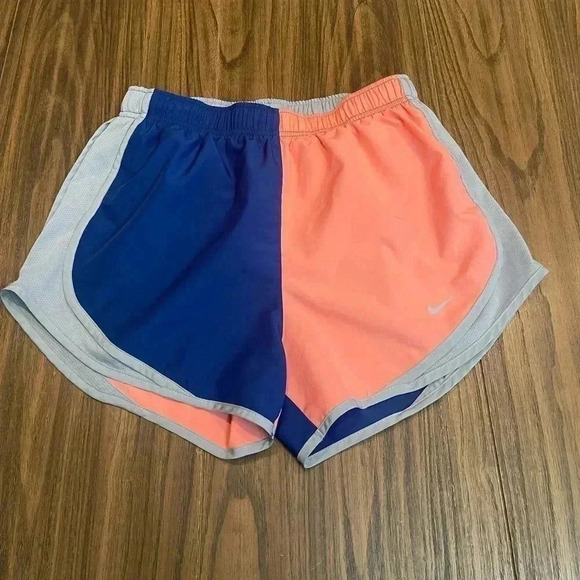 Nike Dri Fit Tempo Athletic Running Shorts Blue Peach Gray Women’s Size Medium - Picture 3 of 13